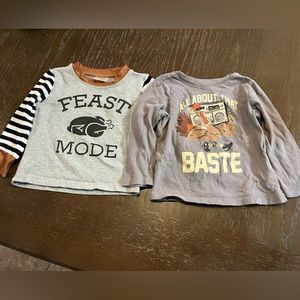Toddler boys Thanksgiving turkey shirt set